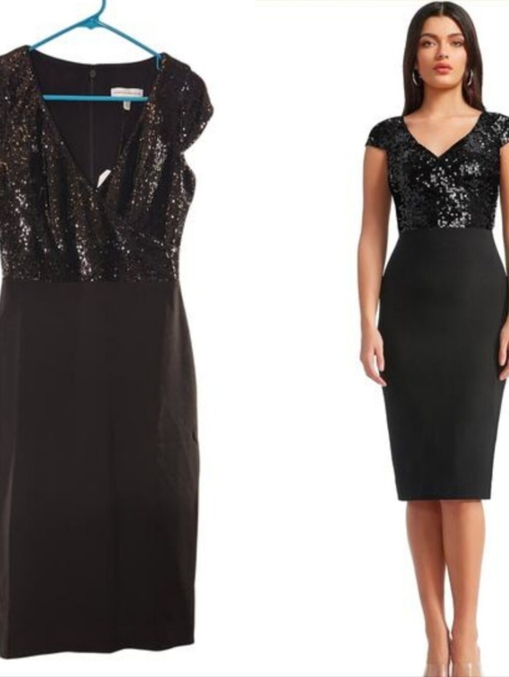 DRESS THE POPULATION NWT Jaleah Midi Sequin Dress, Size Small